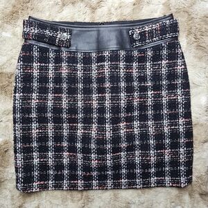 Maje Black and White Plaid Pencil Skirt